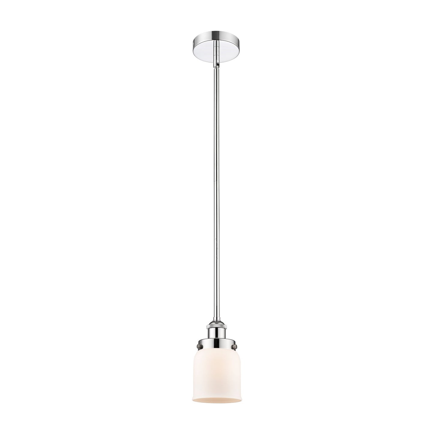 Innovations Bell 5in 1-Light Mini Pendant | Polished Chrome Steel and Matte White Frosted Glass | Kitchen Island & Dining Room | Model 616-1SH-PC-G51-LED