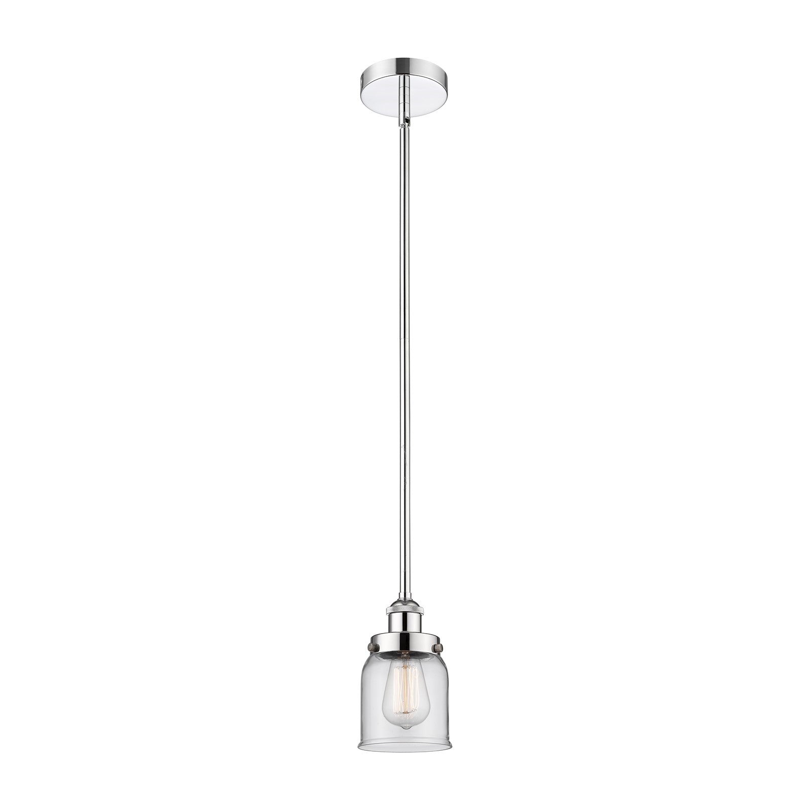 Innovations Bell 5in 1-Light Mini Pendant | Industrial Polished Chrome and Clear Glass | Kitchen Island & Dining Room | 5 x 5 x | Model 616-1SH-PC-G52