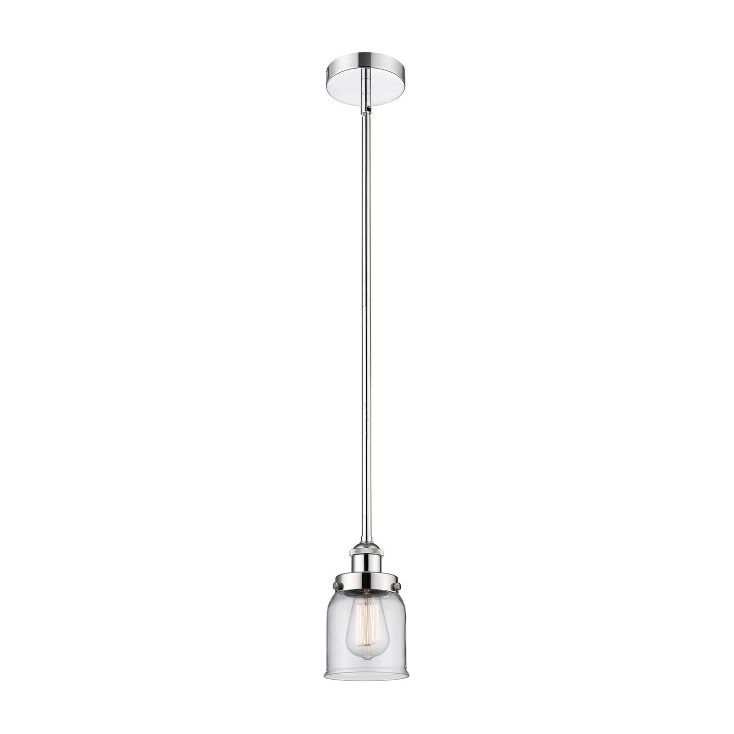 Innovations Bell 5in 1-Light Mini Pendant | Industrial Polished Chrome Steel and Clear Glass | Kitchen Island & Dining Room | Model 616-1SH-PC-G52-LED