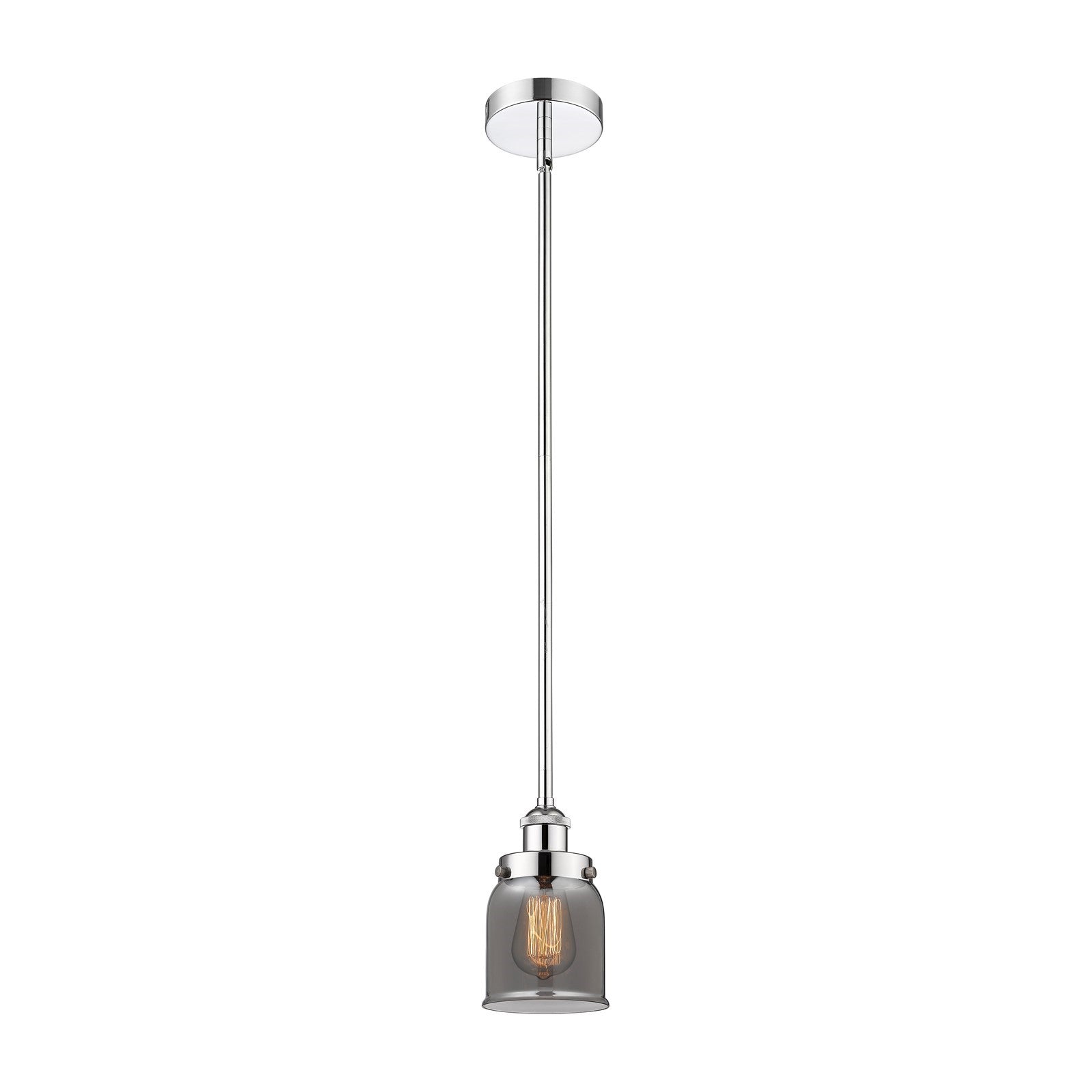 Innovations Bell 5in 1-Light Mini Pendant | Industrial Farmhouse Polished Chrome and Light Smoke Glass | Kitchen Island & | Model 616-1SH-PC-G53-LED