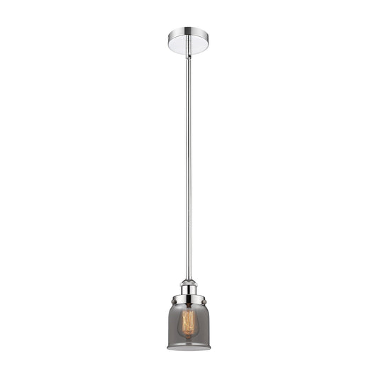 Innovations Bell 5in 1-Light Mini Pendant | Industrial Farmhouse Polished Chrome and Light Smoke Glass | Kitchen Island & | Model 616-1SH-PC-G53-LED