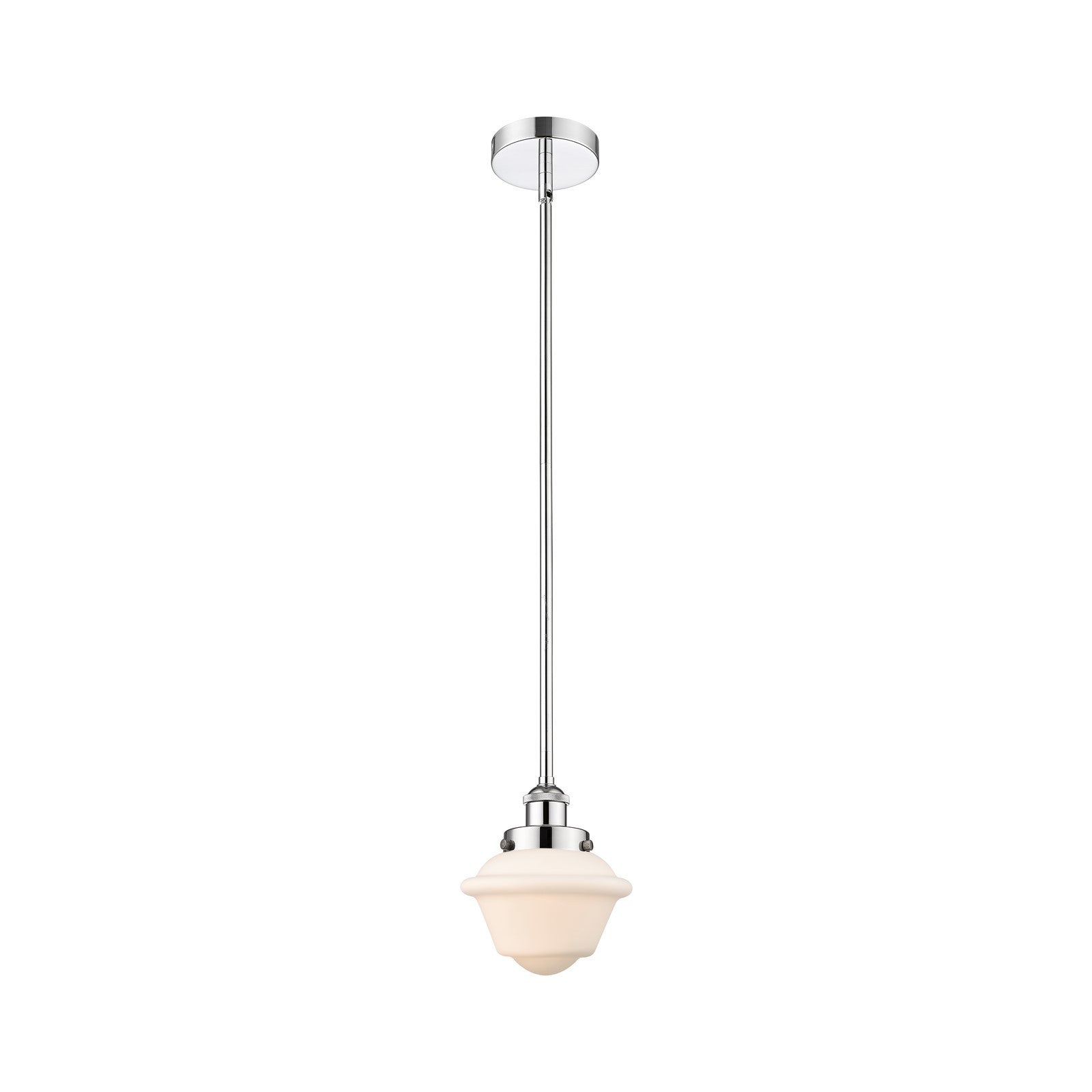 Innovations Oxford 7.25in 1-Light Mini Pendant | Traditional Polished Chrome and Matte White Frosted Glass | Kitchen Island & | Model 616-1SH-PC-G531-LED