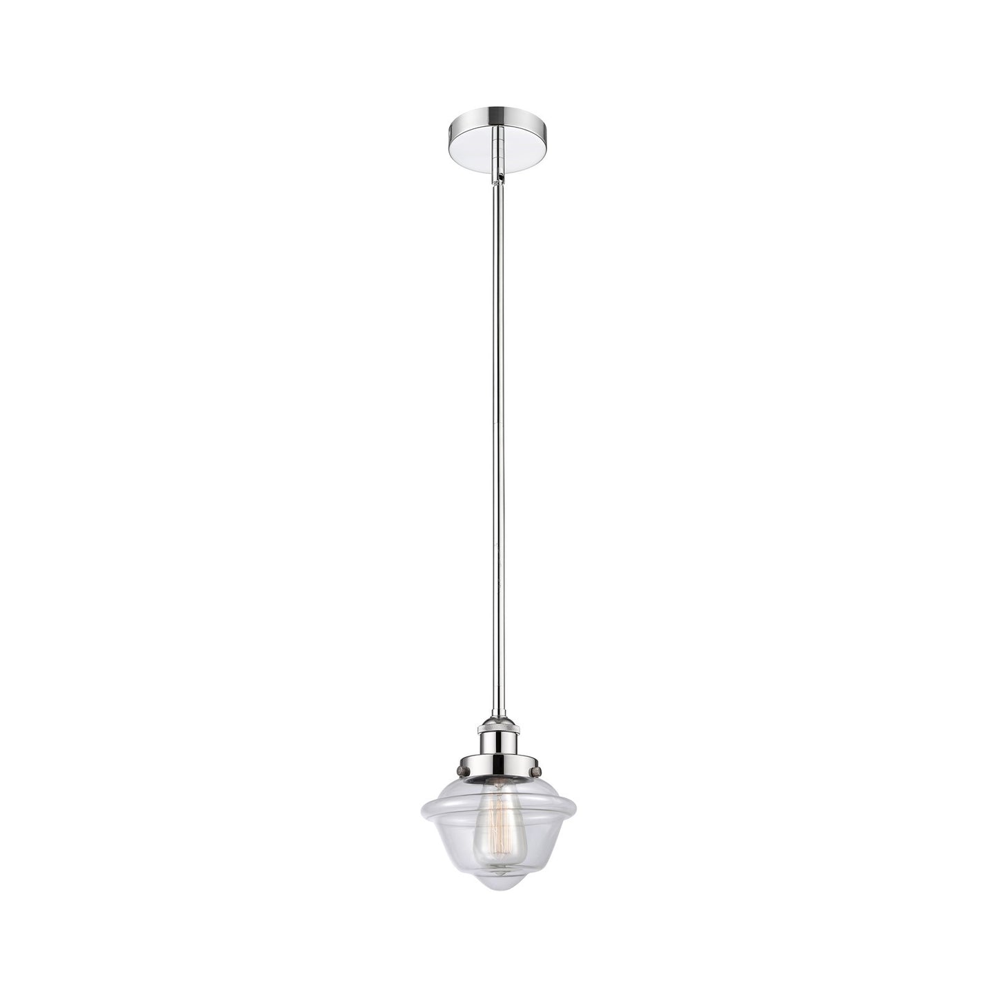 Innovations Oxford 7.25in 1-Light Mini Pendant | Traditional Polished Chrome Steel and Clear Glass | Kitchen Island & Dining | Model 616-1SH-PC-G532-LED