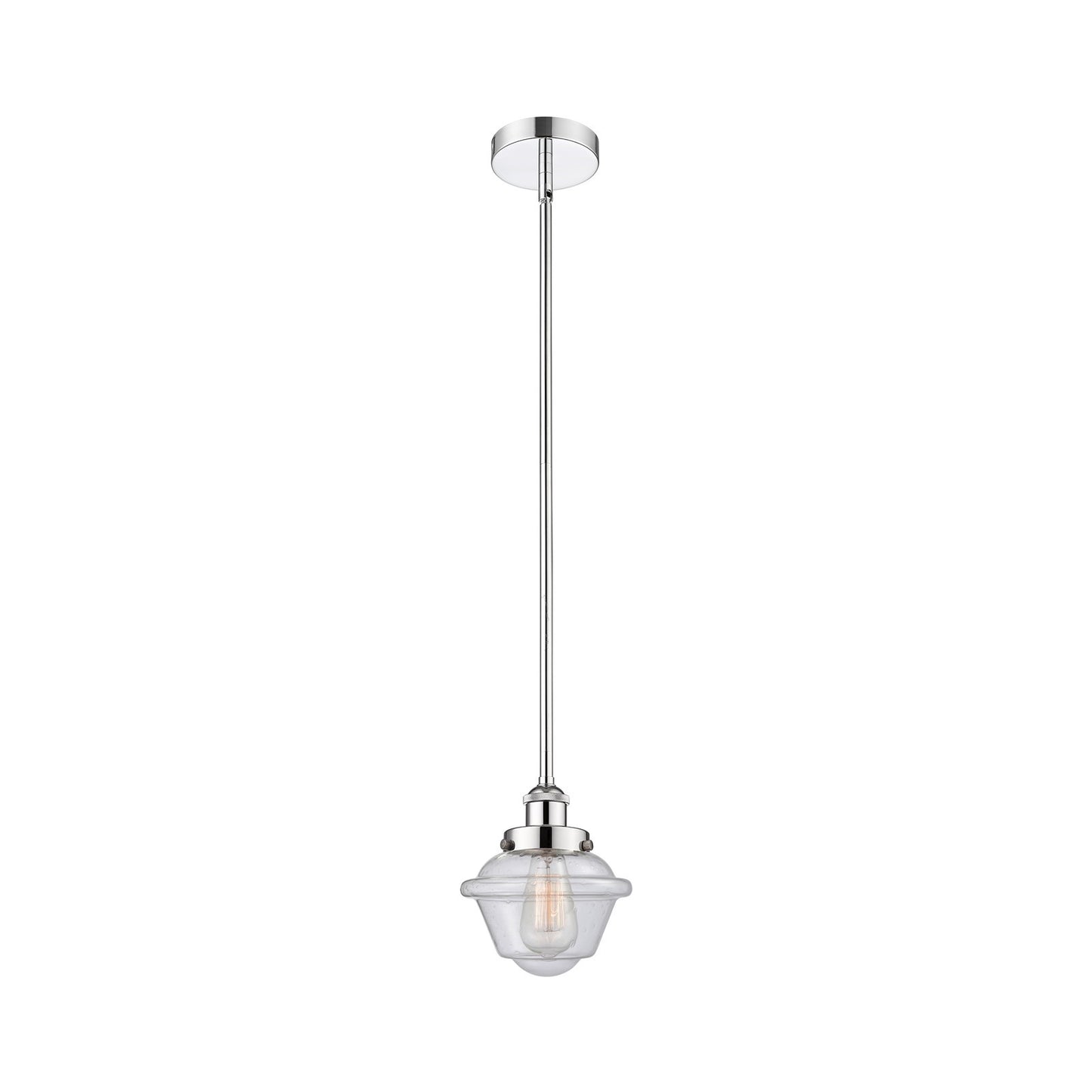 Innovations Oxford 7.25in 1-Light Mini Pendant | Traditional Polished Chrome Steel and Seedy Glass | Kitchen Island & Dining Room | Model 616-1SH-PC-G534