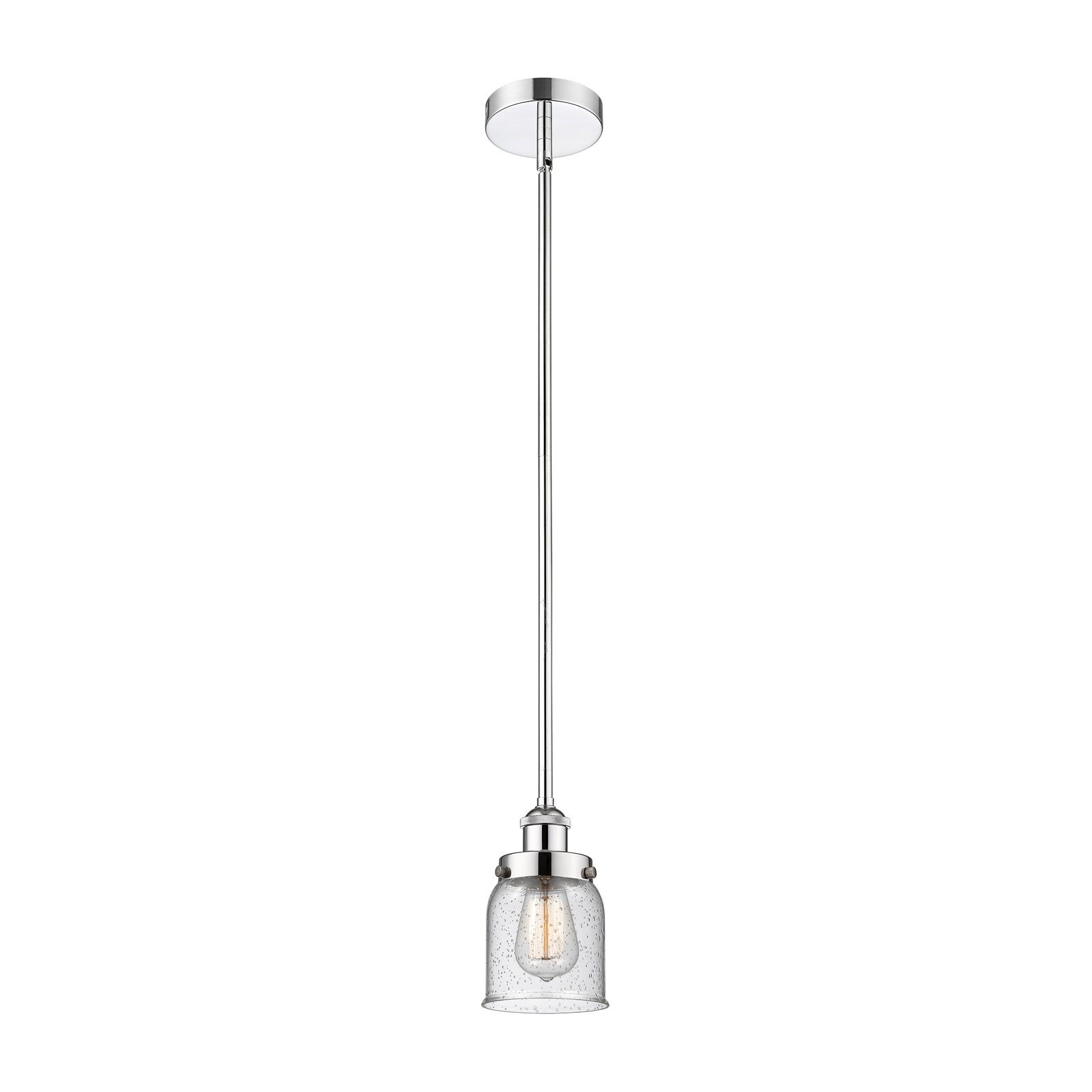 Innovations Bell 5in 1-Light Mini Pendant | Industrial Farmhouse Polished Chrome and Seedy Glass | Kitchen Island & Dining Room | 5 | Model 616-1SH-PC-G54