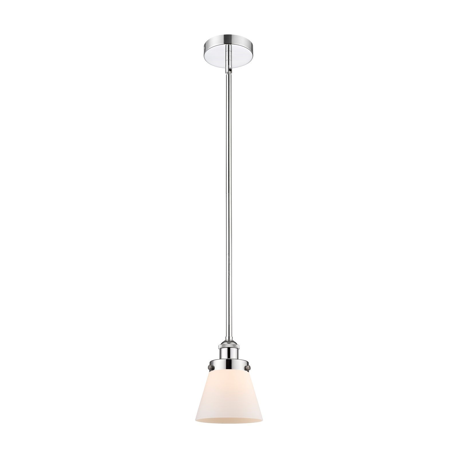Innovations Cone 6.25in 1-Light Mini Pendant | Industrial Polished Chrome and Matte White Frosted Glass | Kitchen Island & Dining | Model 616-1SH-PC-G61
