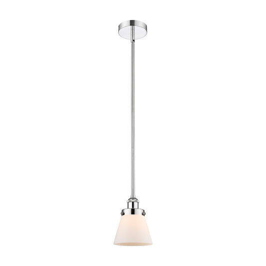 Innovations Cone 6.25in 1-Light Mini Pendant | Industrial Polished Chrome and Matte White Frosted Glass | Kitchen Island & Dining | Model 616-1SH-PC-G61