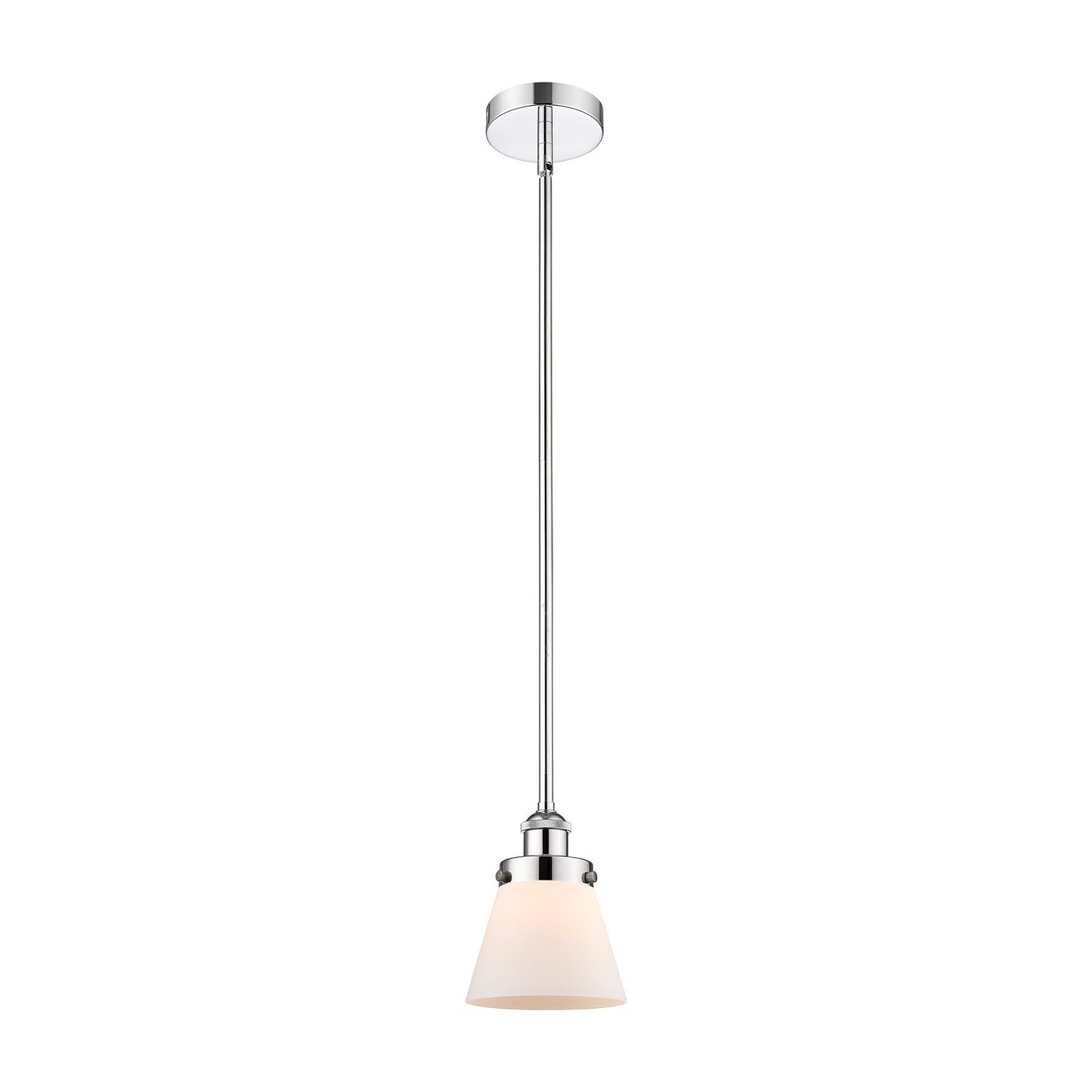 Innovations Cone 6.25in 1-Light Mini Pendant | Industrial Polished Chrome Steel and Matte White Frosted Glass | Kitchen Island | Model 616-1SH-PC-G61-LED