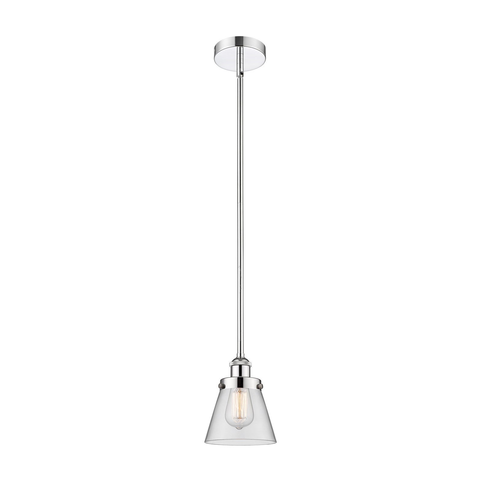 Innovations Cone 6.25in 1-Light Mini Pendant | Industrial Polished Chrome Steel and Clear Glass | Kitchen Island & Dining Room | Model 616-1SH-PC-G62-LED