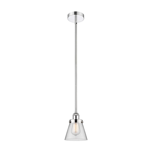 Innovations Cone 6.25in 1-Light Mini Pendant | Industrial Polished Chrome Steel and Clear Glass | Kitchen Island & Dining Room | Model 616-1SH-PC-G62-LED