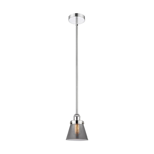 Innovations Cone 6.25in 1-Light Mini Pendant | Industrial Polished Chrome and Light Smoke Glass | Kitchen Island & Dining Room | Model 616-1SH-PC-G63-LED
