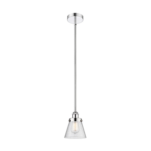Innovations Cone 1-Light 6.25in Mini Pendant | Industrial Polished Chrome Steel and Seedy Glass | Kitchen Island & Breakfast | Model 616-1SH-PC-G64-LED
