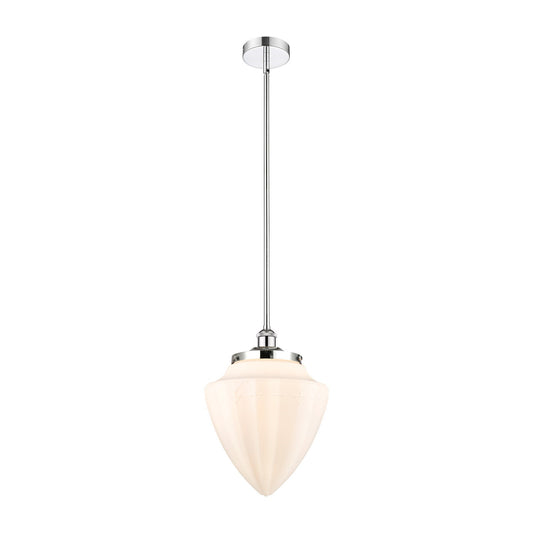 Innovations Bullet 12in 1-Light Mini Pendant | Traditional Art Deco Polished Chrome and Matte White Frosted Glass | Kitchen | Model 616-1SH-PC-G661-12-LED