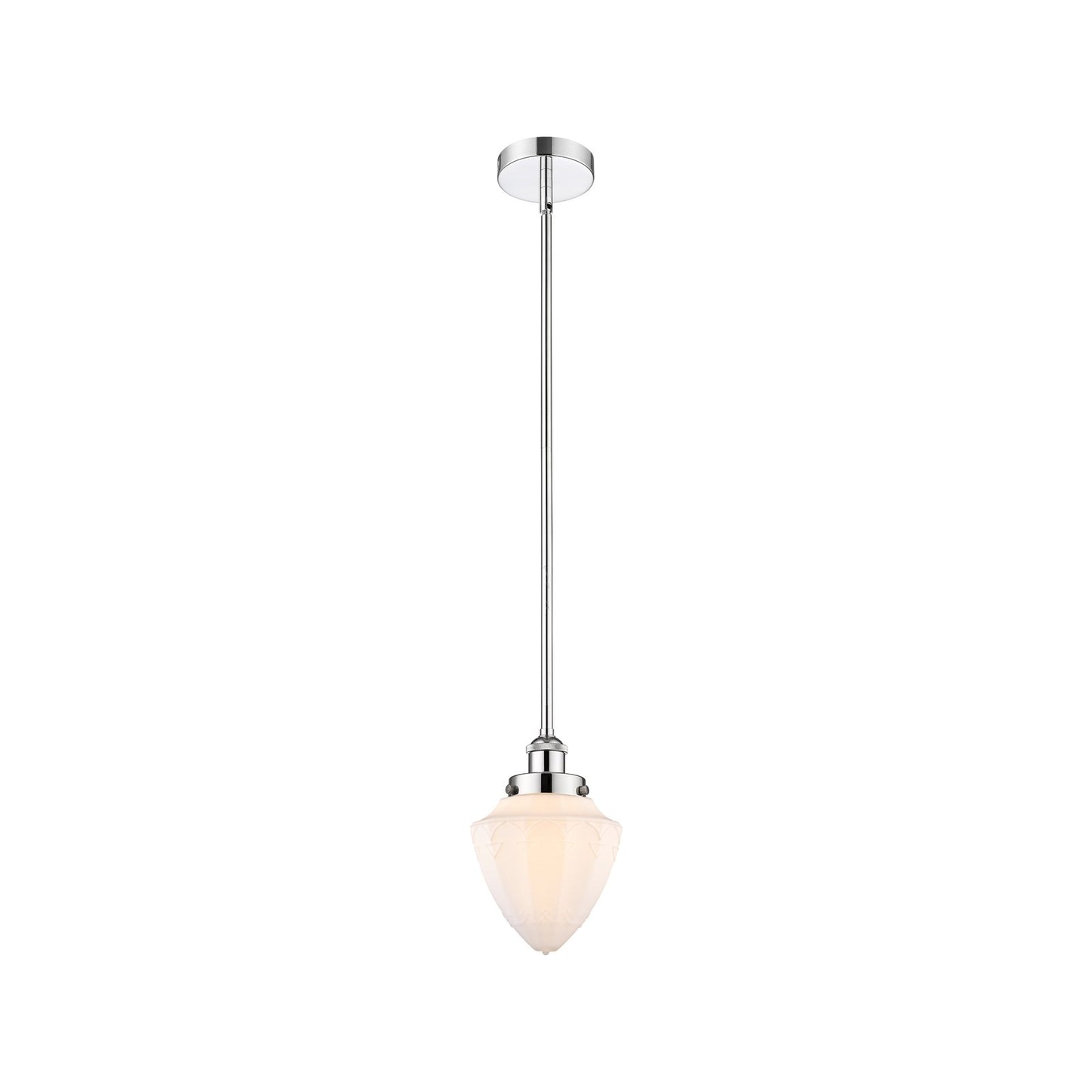 Innovations Bullet 7in 1-Light Mini Pendant | Traditional Art Deco Polished Chrome and Matte White Frosted Glass | Kitchen | Model 616-1SH-PC-G661-7-LED