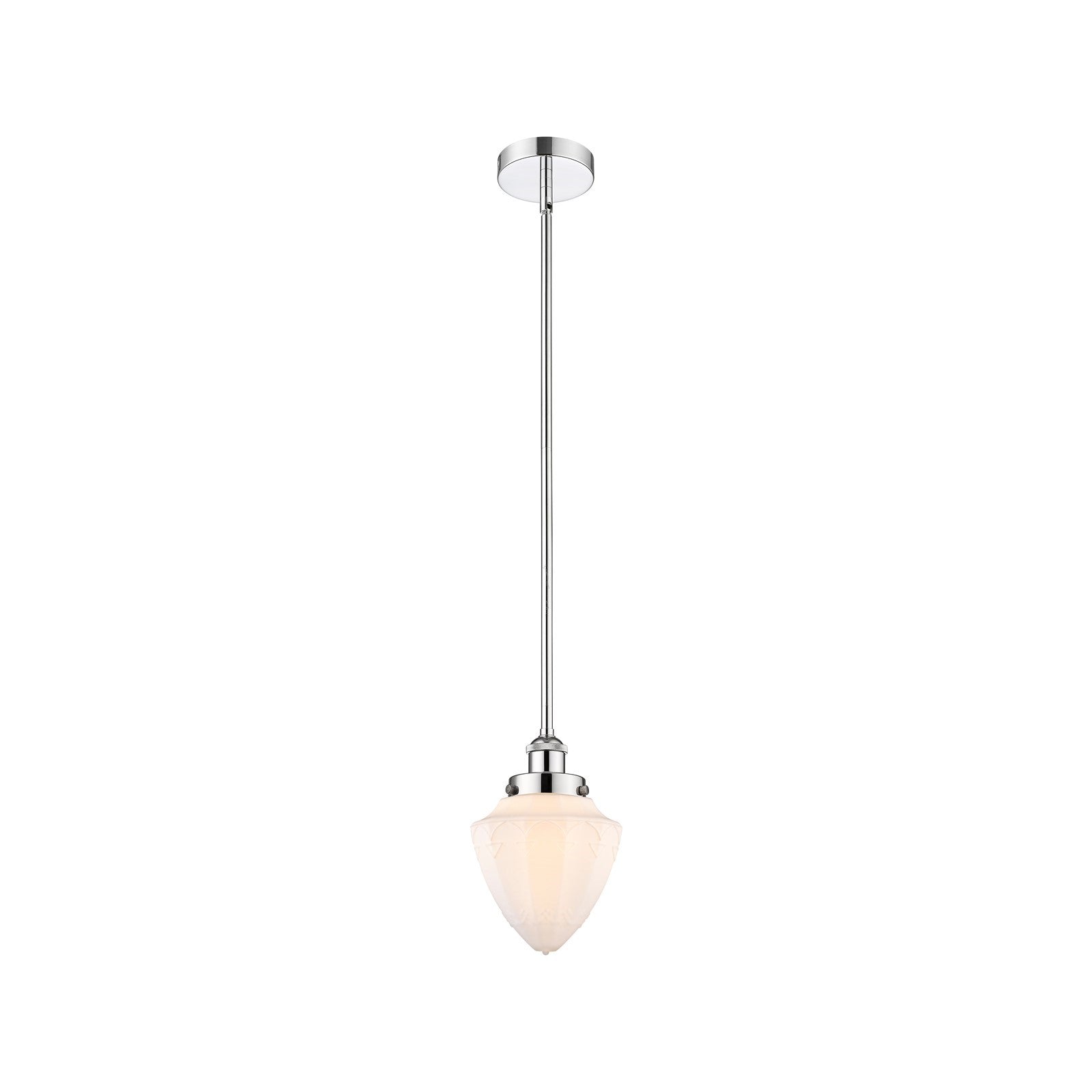 Innovations Bullet 7in 1-Light Mini Pendant | Traditional Art Deco Polished Chrome and Matte White Frosted Glass | Kitchen | Model 616-1SH-PC-G661-7-LED