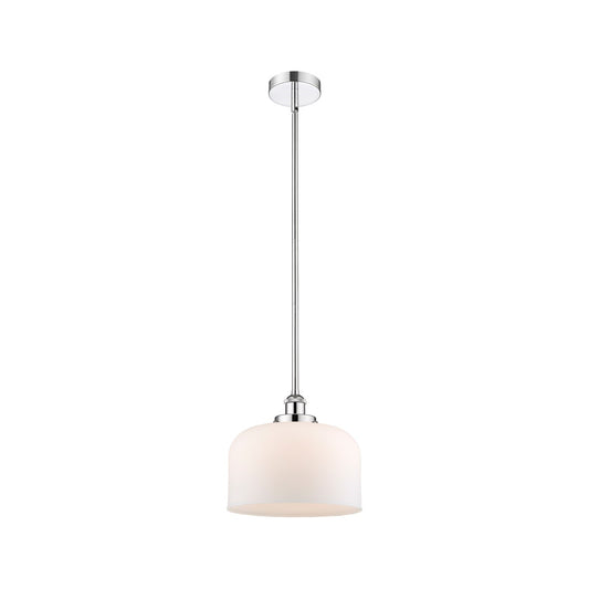 Innovations Bell 12in 1-Light Mini Pendant | Industrial Polished Chrome and Matte White Frosted Glass | Kitchen Island & | Model 616-1SH-PC-G71-L-LED