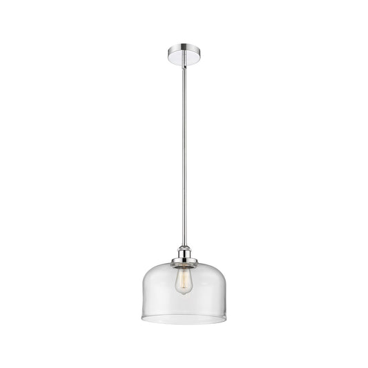 Innovations Bell 11.5in 1-Light Mini Pendant | Industrial Polished Chrome Steel and Clear Glass | Kitchen Island & Dining Room | Model 616-1SH-PC-G72-L