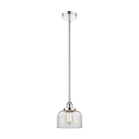 Innovations Bell 8in 1-Light Mini Pendant | Industrial Polished Chrome and Clear Glass | Kitchen Island & Dining Room | 7.75 x | Model 616-1SH-PC-G72-LED