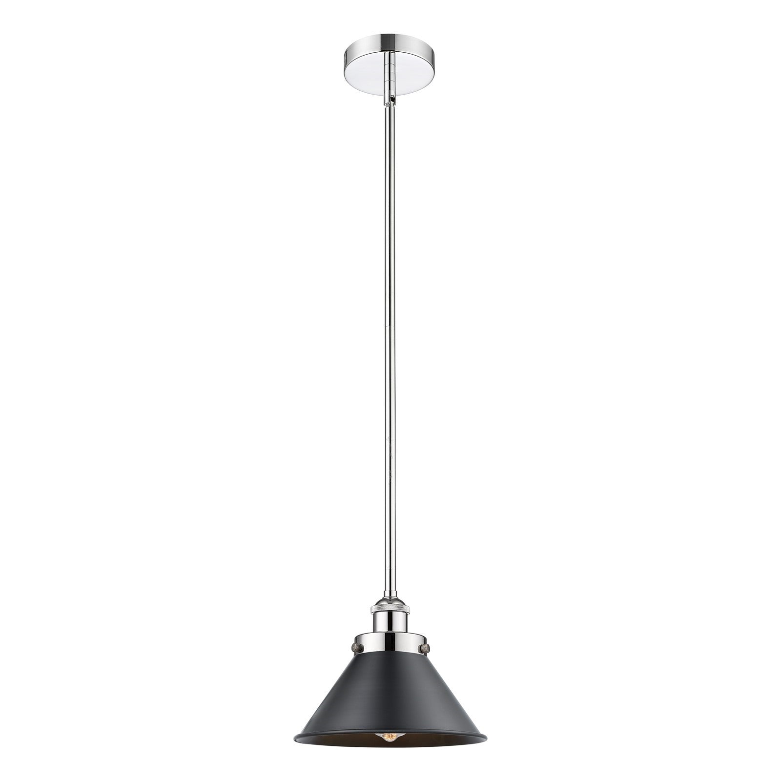 Innovations Briarcliff 10in 1-Light Mini Pendant | Traditional Industrial Polished Chrome and Matte Black Metal | Kitchen Island | Model 616-1SH-PC-M10-BK