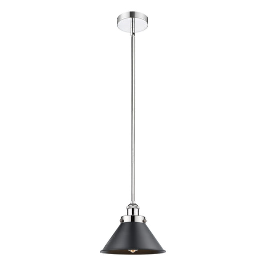 Innovations Briarcliff 10in 1-Light Mini Pendant | Traditional Industrial Polished Chrome and Matte Black Metal | Kitchen | Model 616-1SH-PC-M10-BK-LED