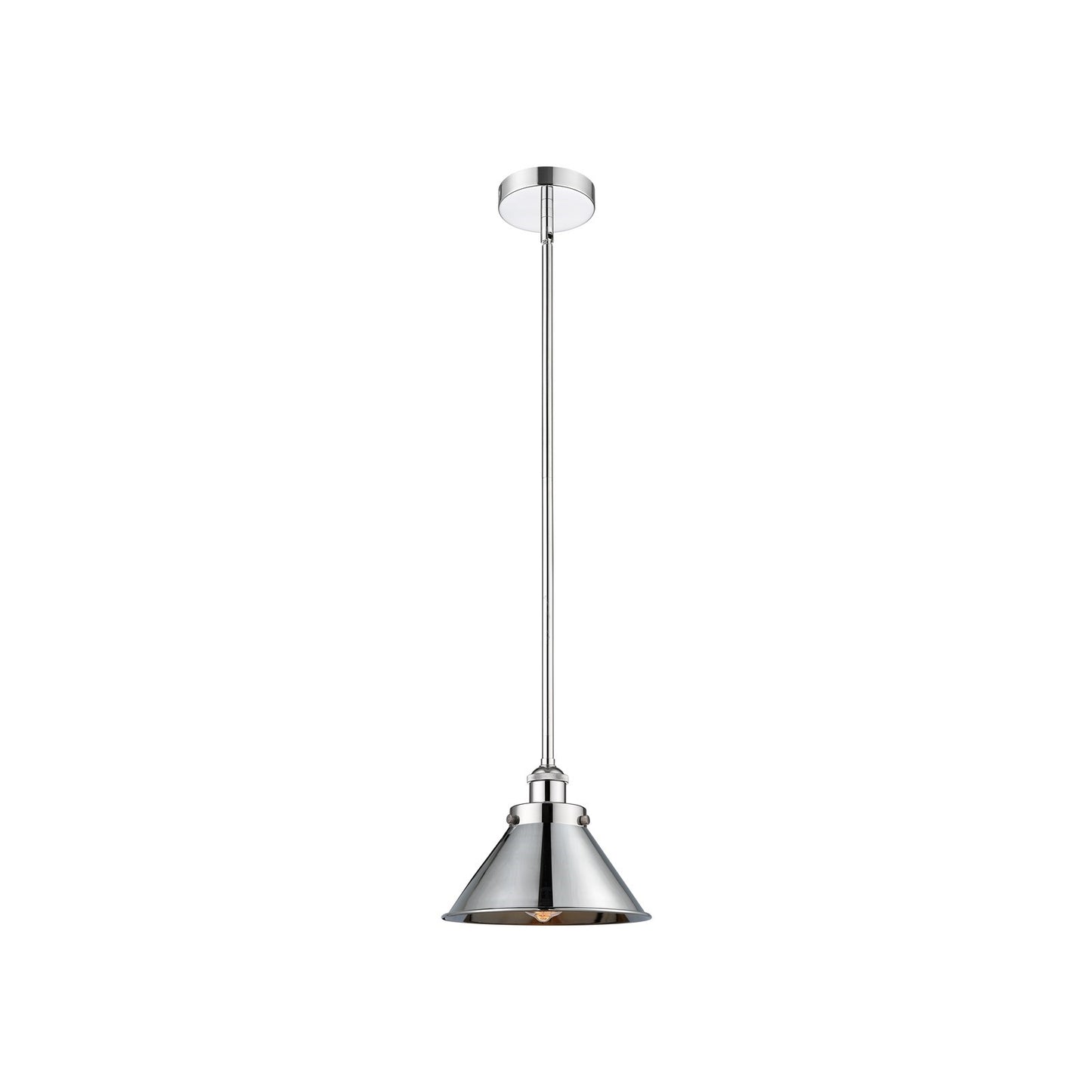 Innovations Briarcliff 10in 1-Light Mini Pendant | Traditional Industrial Polished Chrome Steel and Cast Brass with Polished | Model 616-1SH-PC-M10-PC-LED