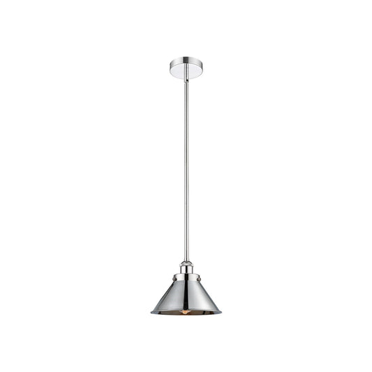 Innovations Briarcliff 10in 1-Light Mini Pendant | Traditional Industrial Polished Chrome Steel and Cast Brass with Polished | Model 616-1SH-PC-M10-PC-LED