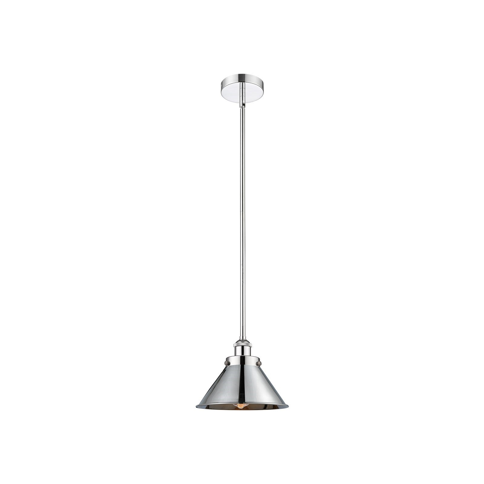 Innovations Briarcliff 10in 1-Light Mini Pendant | Traditional Industrial Polished Chrome Steel and Cast Brass with Polished | Model 616-1SH-PC-M10-PC-LED