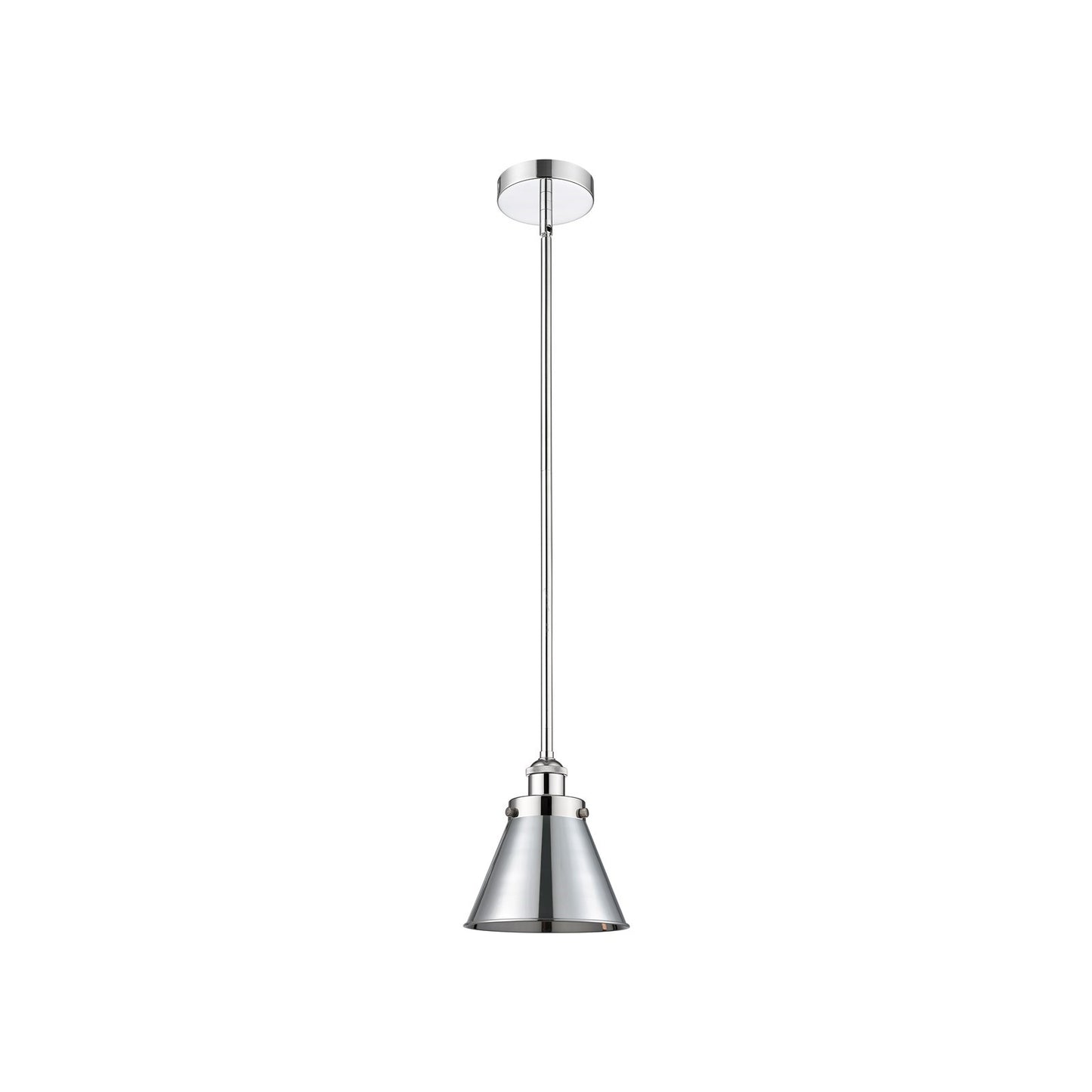 Innovations Appalachian 8in 1-Light Mini Pendant | Traditional Industrial Polished Chrome Steel and Metal Cone Shade | Kitchen | Model 616-1SH-PC-M13-PC