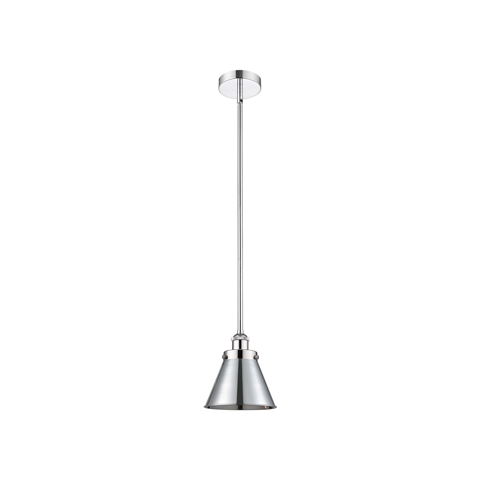 Innovations Appalachian 8in 1-Light Mini Pendant | Traditional Industrial Polished Chrome Steel and Metal Cone Shade | Kitchen | Model 616-1SH-PC-M13-PC