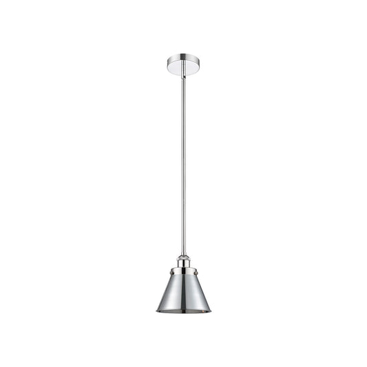 Innovations Appalachian 8in 1-Light Mini Pendant | Traditional Industrial Polished Chrome Steel and Metal Shade | Kitchen | Model 616-1SH-PC-M13-PC-LED