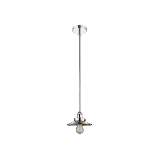 Innovations Edison 8in 1-Light Mini Pendant | Traditional Industrial Polished Chrome Steel and Metal Shade | Kitchen Island & Dining | Model 616-1SH-PC-M7