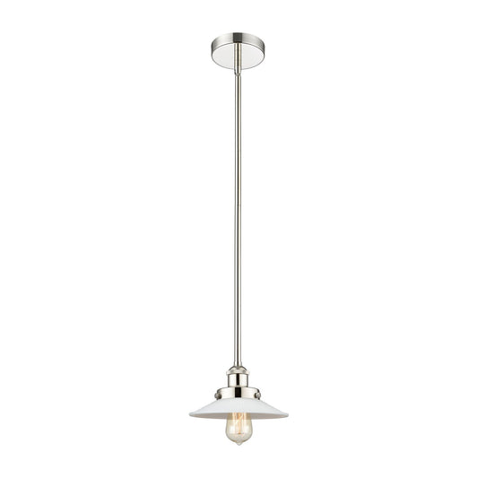 Innovations Halophane 9in 1-Light Mini Pendant | Industrial Polished Nickel Steel and Matte White Frosted Glass | Kitchen Island & | Model 616-1SH-PN-G1