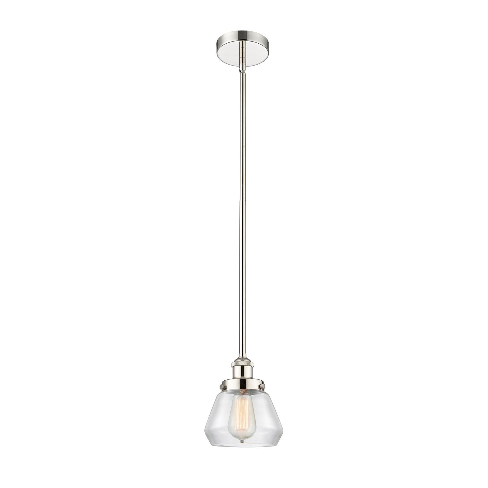Innovations Fulton 7in 1-Light Mini Pendant | Industrial Polished Nickel and Clear Glass | Kitchen Island & Dining Room | 7 x 7 x | Model 616-1SH-PN-G172