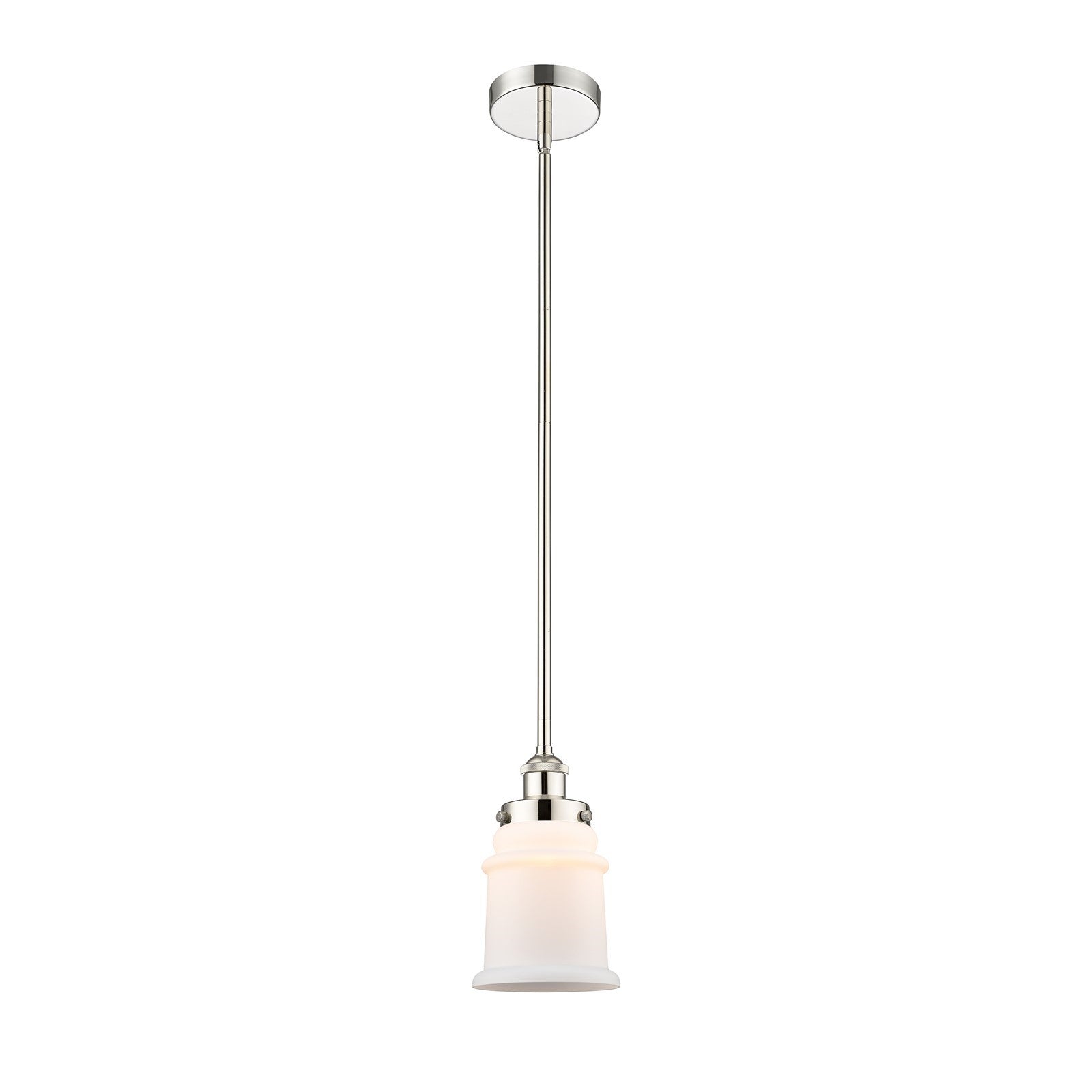 Innovations Canton 6in 1-Light Mini Pendant | Industrial Polished Nickel and Matte White Frosted Glass | Kitchen Island & | Model 616-1SH-PN-G181-LED