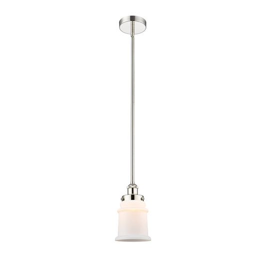 Innovations Canton 6in 1-Light Mini Pendant | Industrial Polished Nickel and Matte White Frosted Glass | Kitchen Island & | Model 616-1SH-PN-G181-LED