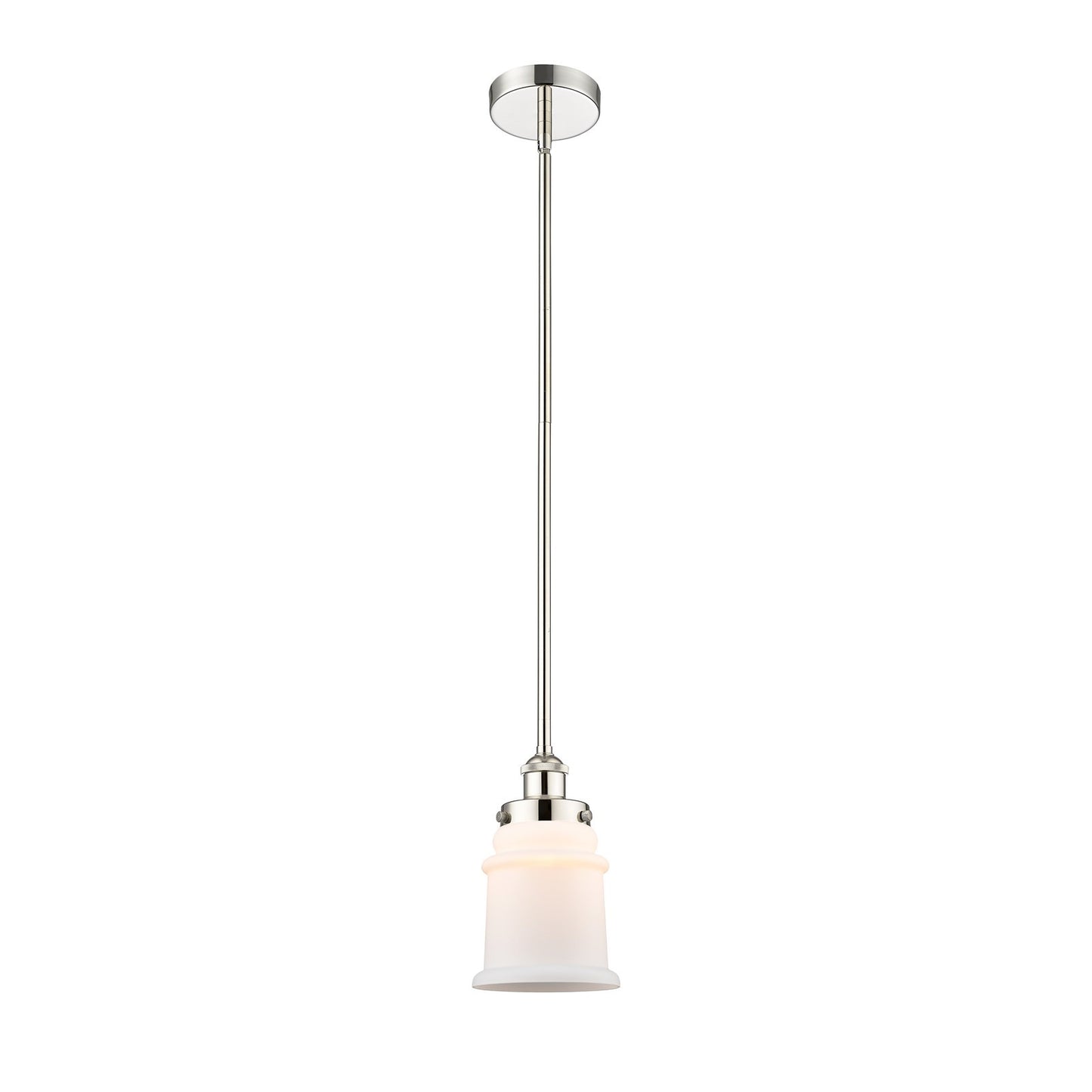 Innovations Canton 6in 1-Light Mini Pendant | Industrial Polished Nickel and Matte White Frosted Glass | Kitchen Island & | Model 616-1SH-PN-G181-LED