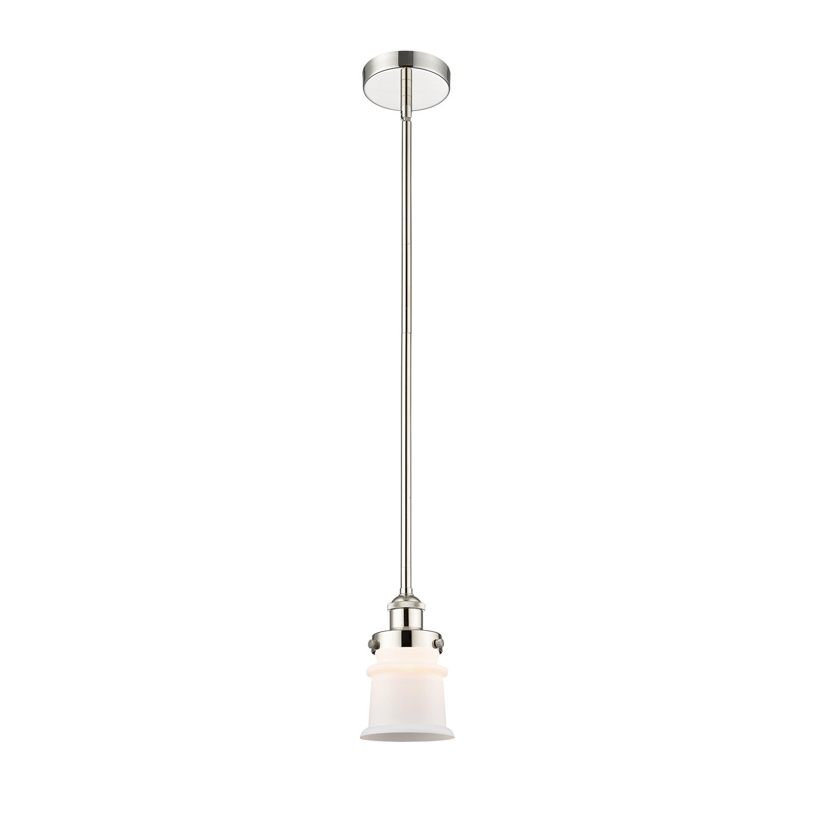 Innovations Canton 5.25in 1-Light Mini Pendant | Industrial Polished Nickel and Matte White Frosted Glass | Kitchen Island & | Model 616-1SH-PN-G181S