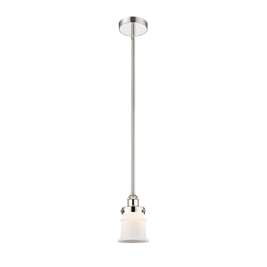 Innovations Canton 5.25in 1-Light Mini Pendant | Industrial Polished Nickel and Matte White Frosted Glass | Kitchen Island & | Model 616-1SH-PN-G181S-LED