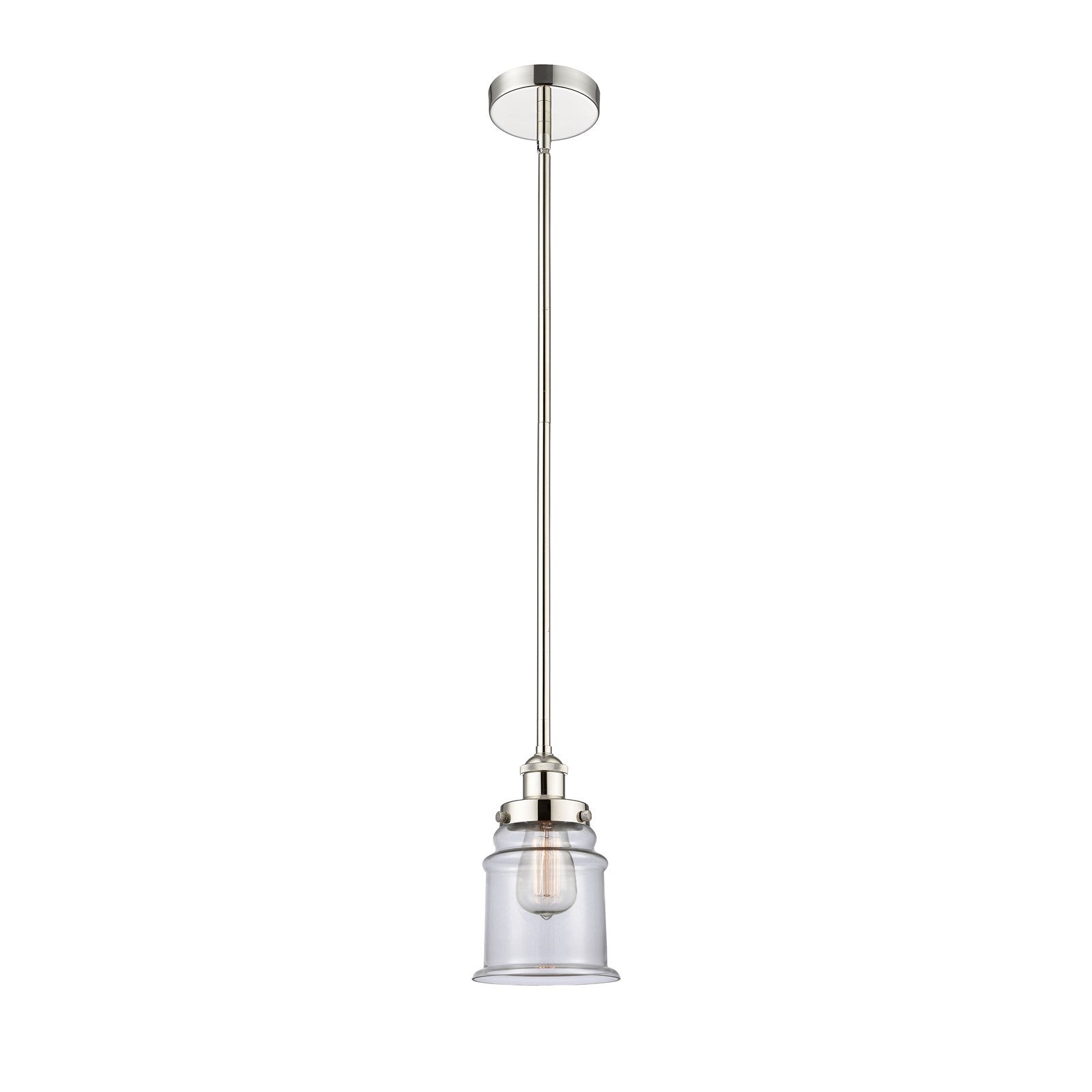 Innovations Canton 6in 1-Light Mini Pendant | Industrial Polished Nickel Steel and Clear Glass | Kitchen Island & Dining Room | 6 | Model 616-1SH-PN-G182