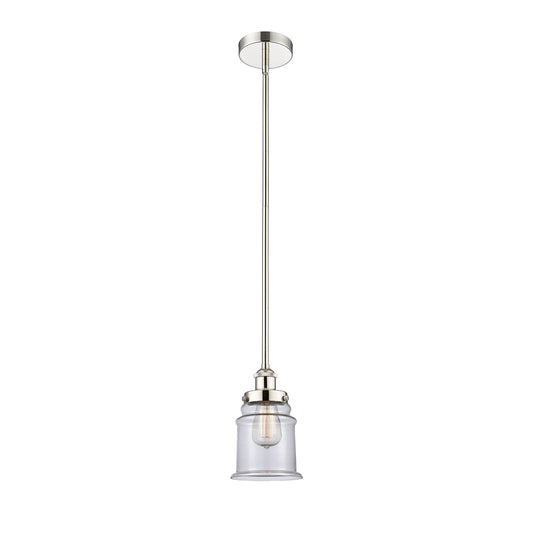 Innovations Canton 6in 1-Light Mini Pendant | Industrial Polished Nickel Steel and Clear Glass | Kitchen Island & Dining Room | 6 | Model 616-1SH-PN-G182