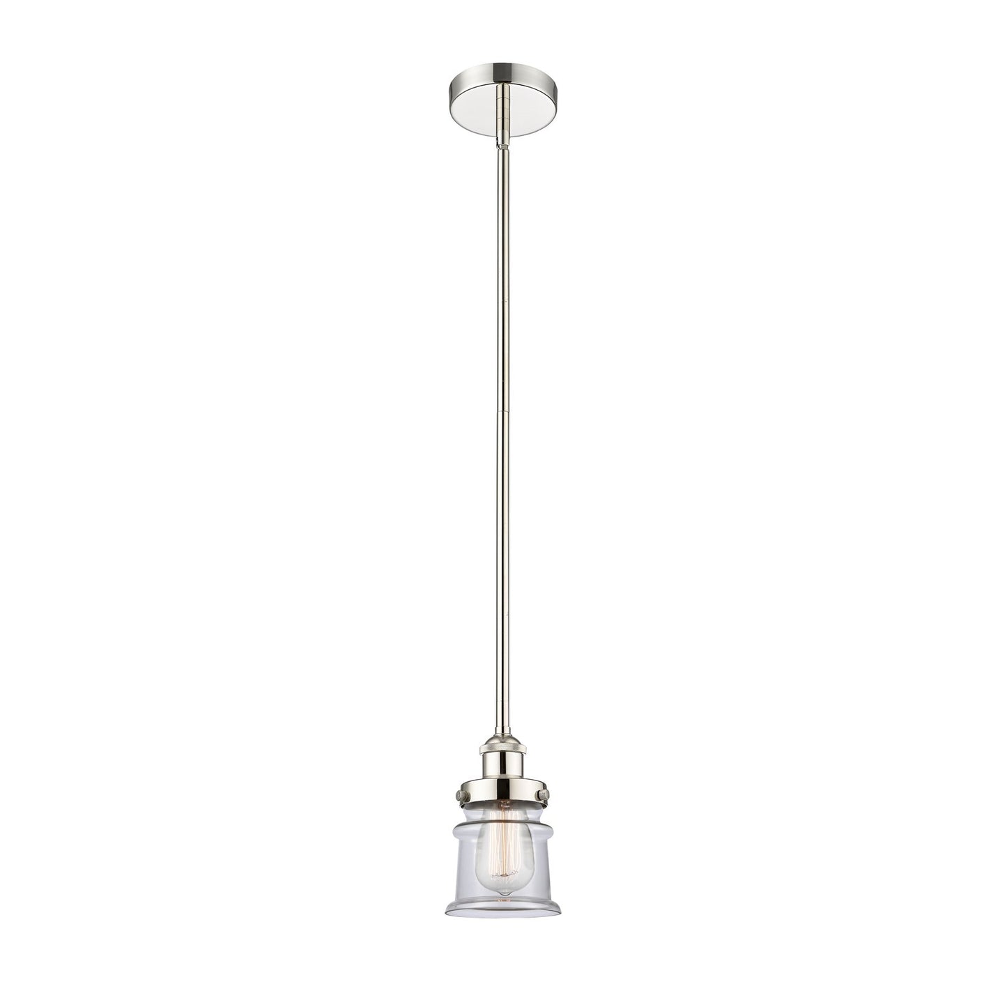 Innovations Canton 5.25in 1-Light Mini Pendant | Industrial Polished Nickel and Clear Glass | Kitchen Island & Dining Room | Model 616-1SH-PN-G182S-LED