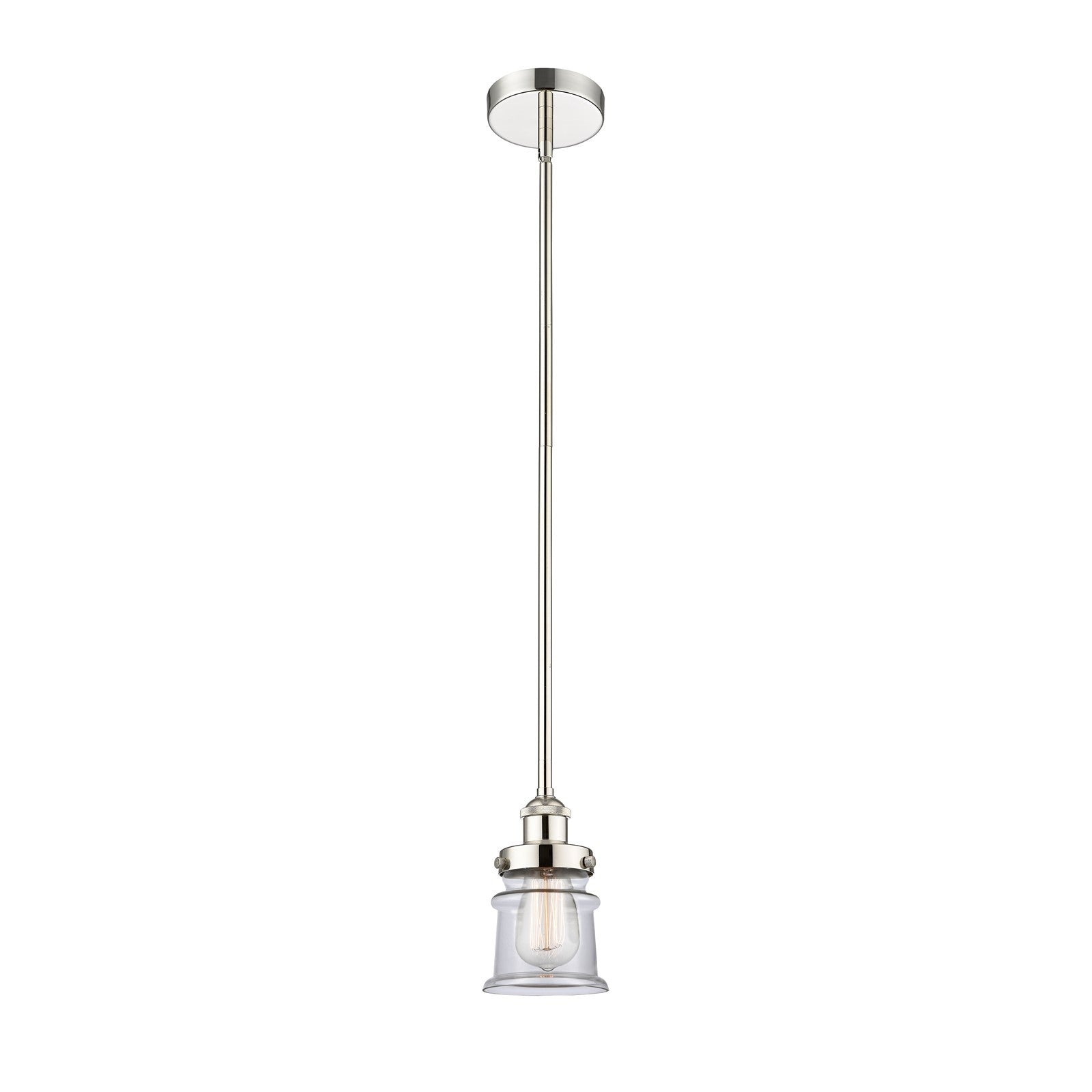 Innovations Canton 5.25in 1-Light Mini Pendant | Industrial Polished Nickel and Clear Glass | Kitchen Island & Dining Room | Model 616-1SH-PN-G182S-LED
