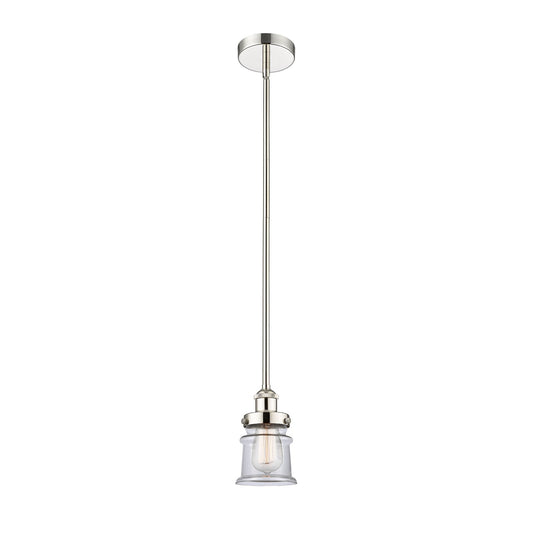 Innovations Canton 5.25in 1-Light Mini Pendant | Industrial Polished Nickel and Clear Glass | Kitchen Island & Dining Room | Model 616-1SH-PN-G182S-LED