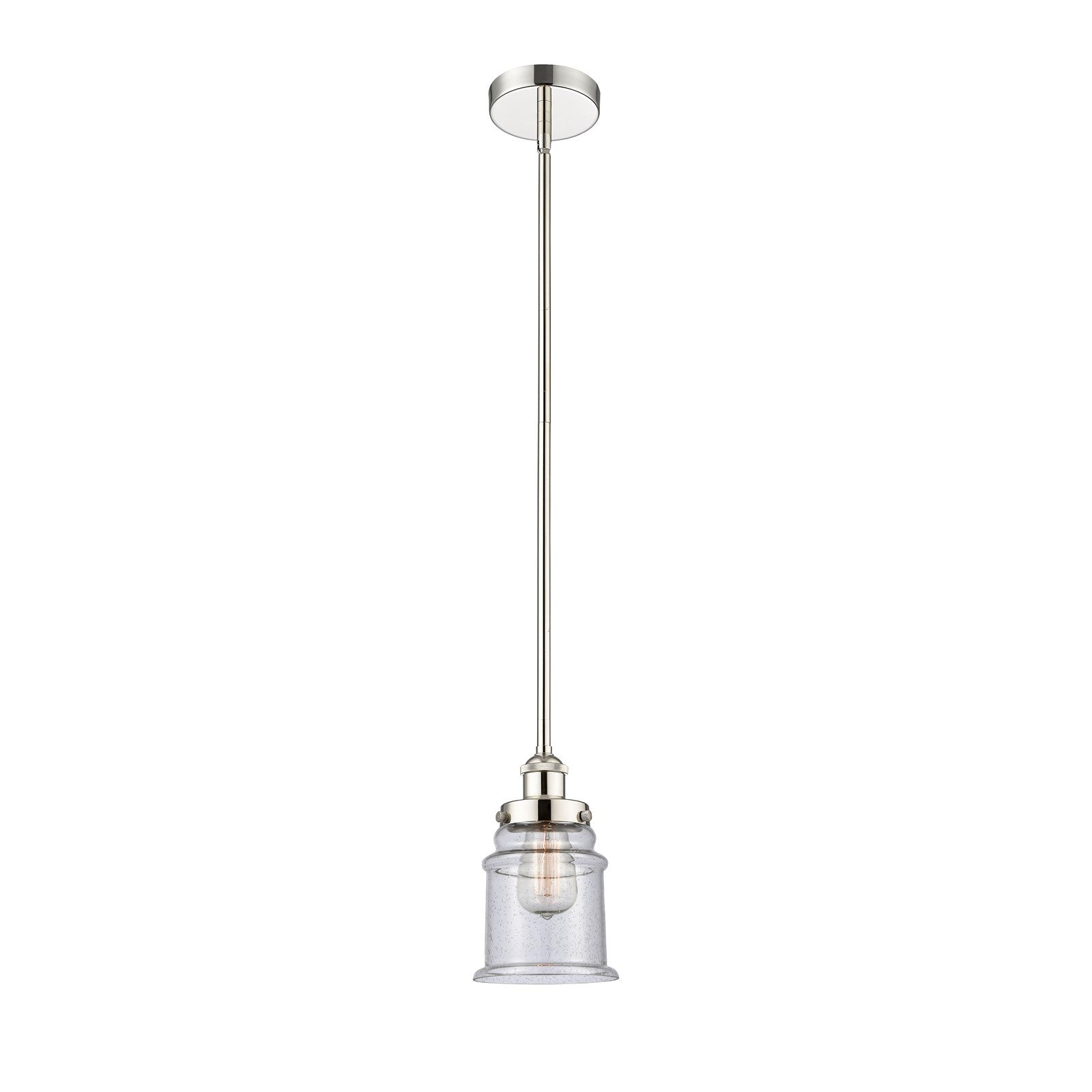 Innovations Canton 6in 1-Light Mini Pendant | Industrial Polished Nickel Steel and Seedy Glass | Kitchen Island & Dining Room | 6 | Model 616-1SH-PN-G184