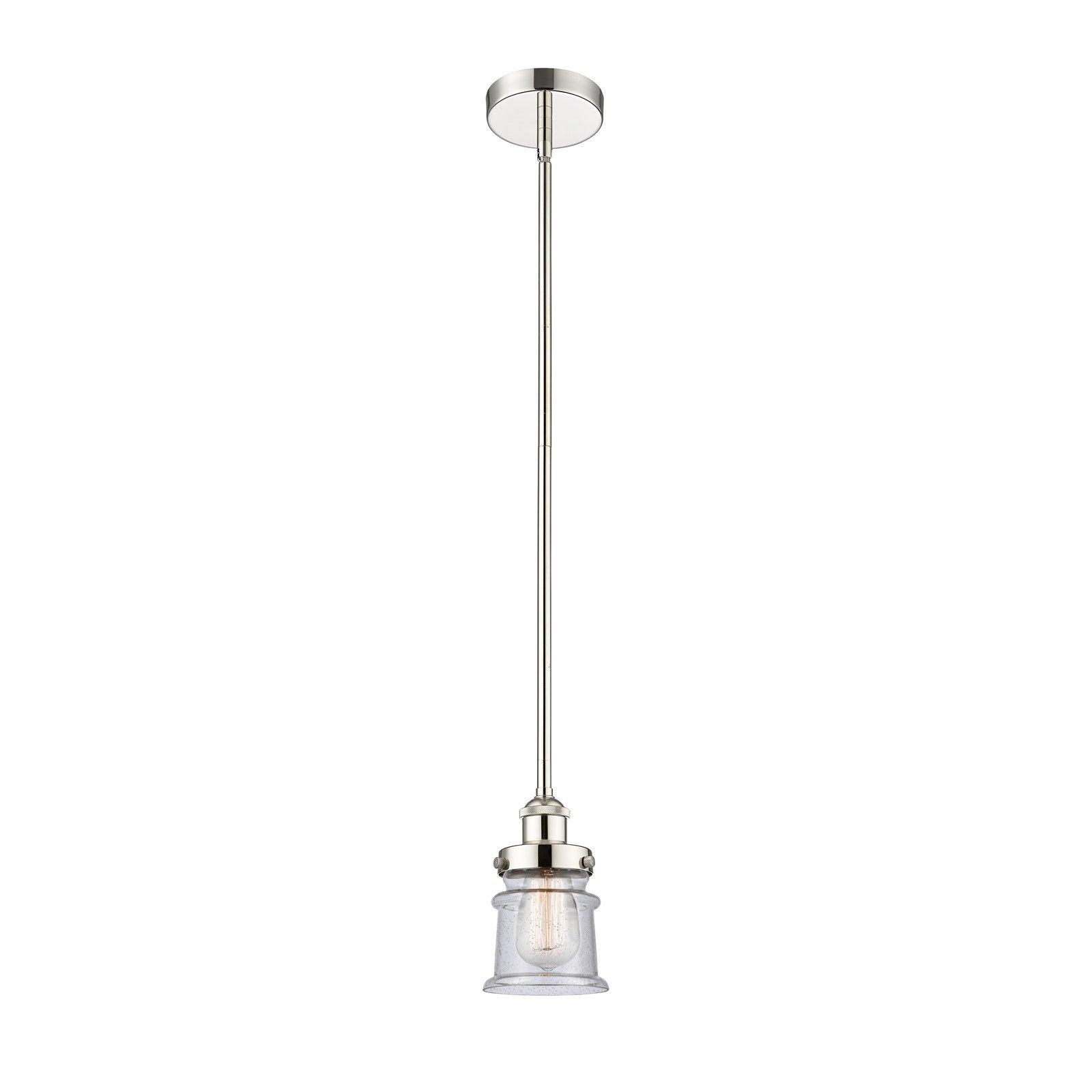 Innovations Canton 5.25in 1-Light Mini Pendant | Industrial Polished Nickel Steel and Seedy Glass | Kitchen Island & Dining Room | Model 616-1SH-PN-G184S