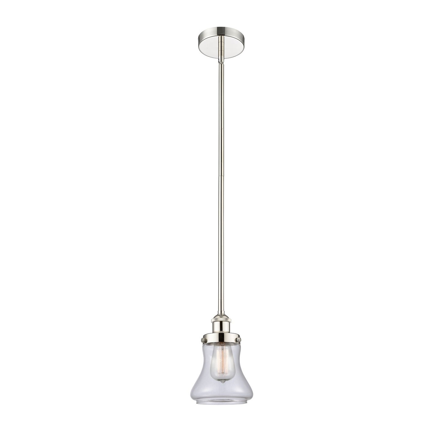Innovations Bellmont 6in 1-Light Mini Pendant | Industrial Polished Nickel Steel and Clear Glass | Kitchen Island & Dining | Model 616-1SH-PN-G192-LED