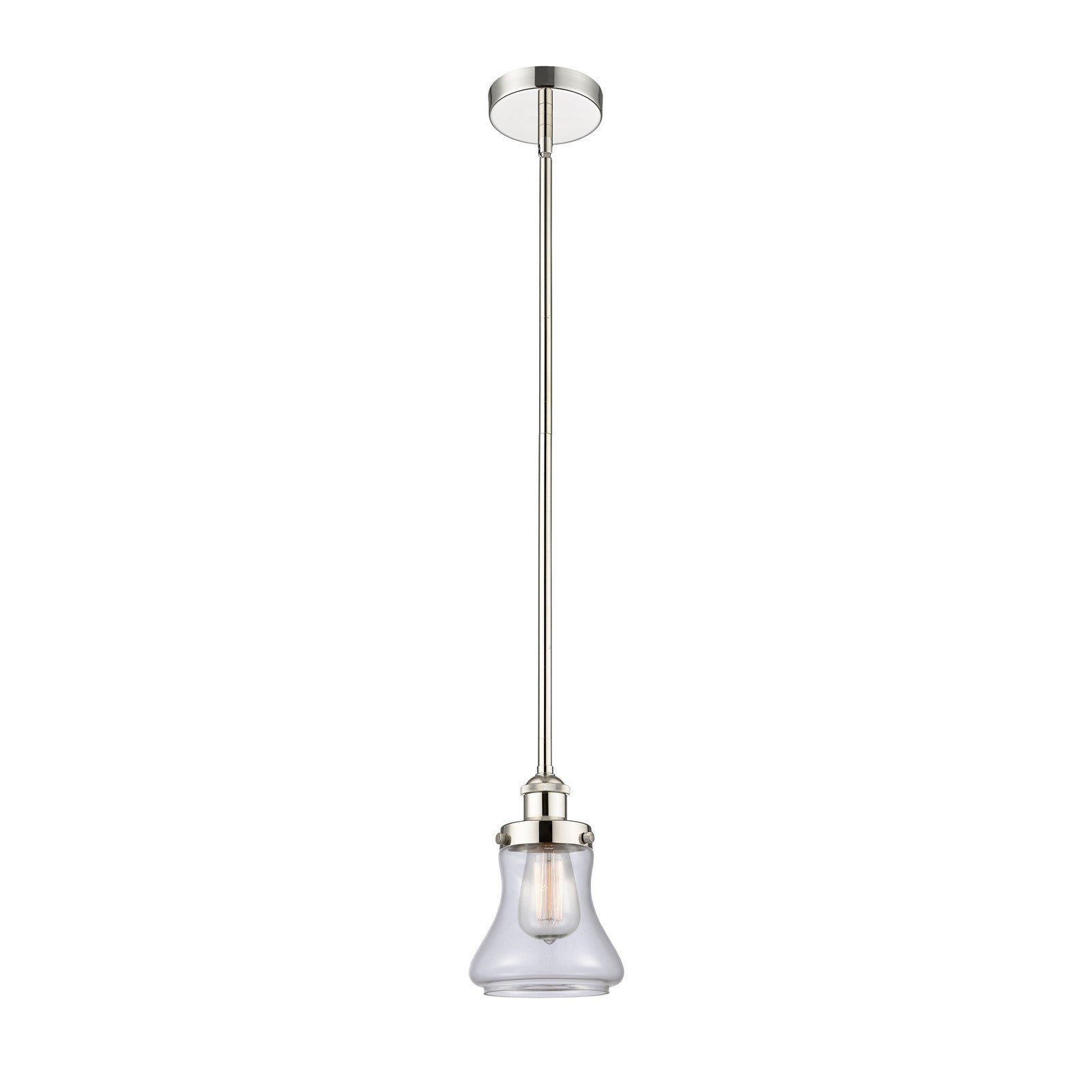 Innovations Bellmont 6in 1-Light Mini Pendant | Industrial Polished Nickel Steel and Clear Glass | Kitchen Island & Dining | Model 616-1SH-PN-G192-LED