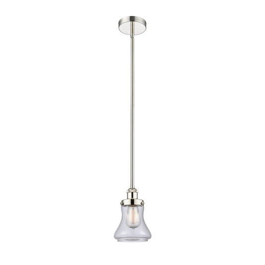 Innovations Bellmont 6in 1-Light Mini Pendant | Industrial Polished Nickel Steel and Clear Glass | Kitchen Island & Dining | Model 616-1SH-PN-G192-LED