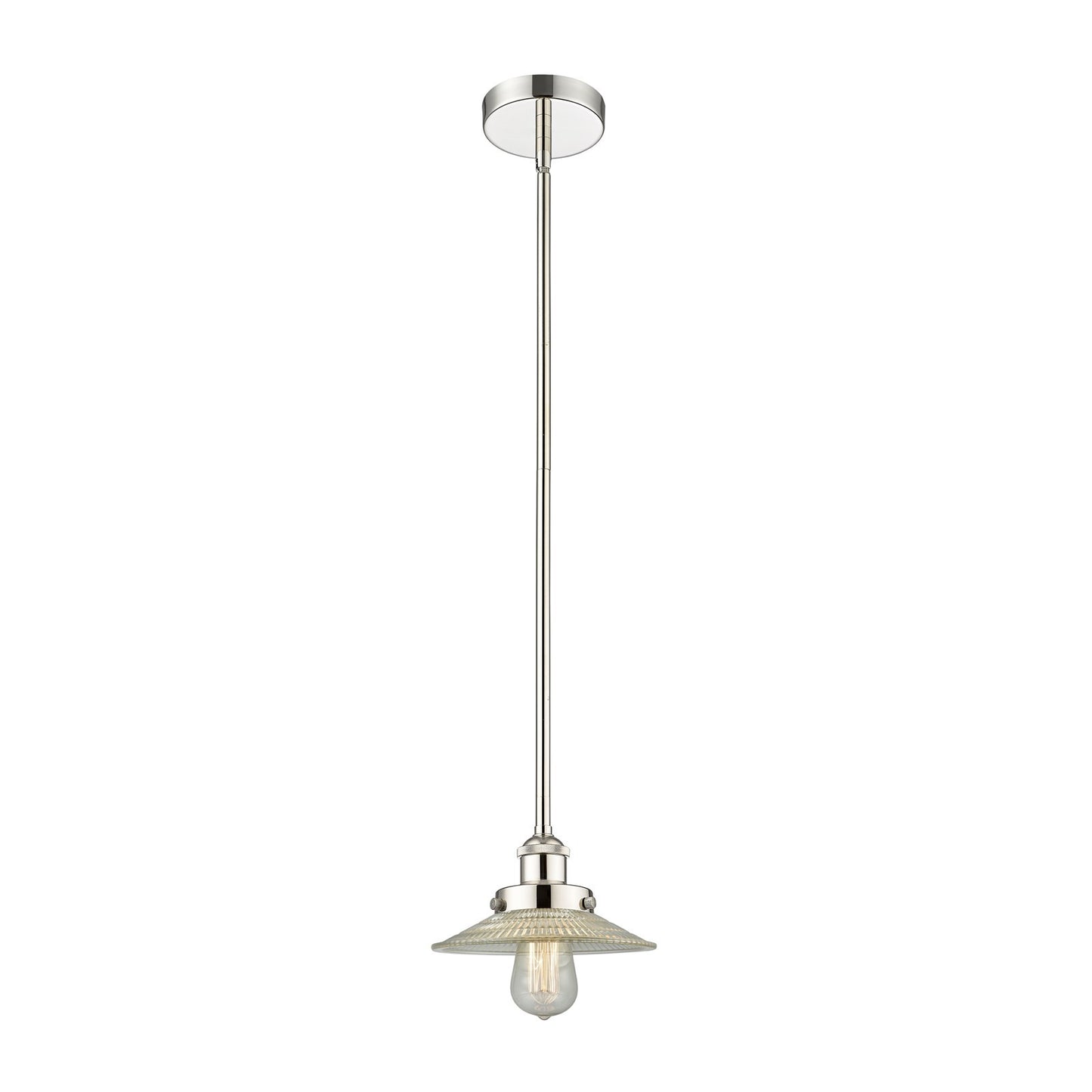 Innovations Halophane 9in 1-Light Mini Pendant | Industrial Polished Nickel and Clear Glass | Kitchen Island & Dining Room | 9 x 9 x | Model 616-1SH-PN-G2