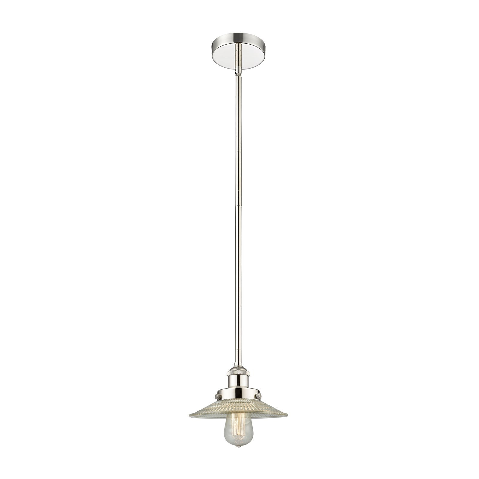 Innovations Halophane 9in 1-Light Mini Pendant | Industrial Polished Nickel and Clear Glass | Kitchen Island & Dining Room | 9 x 9 x | Model 616-1SH-PN-G2